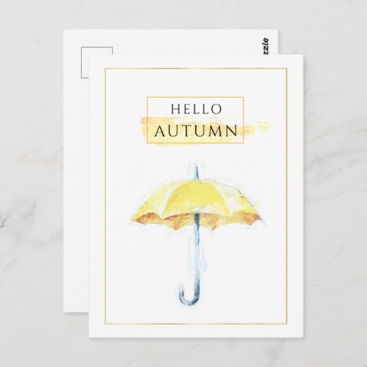 Eleganter und künstlerischer Goldener Herbstschirm Postkarte (Vorne/Hinten)