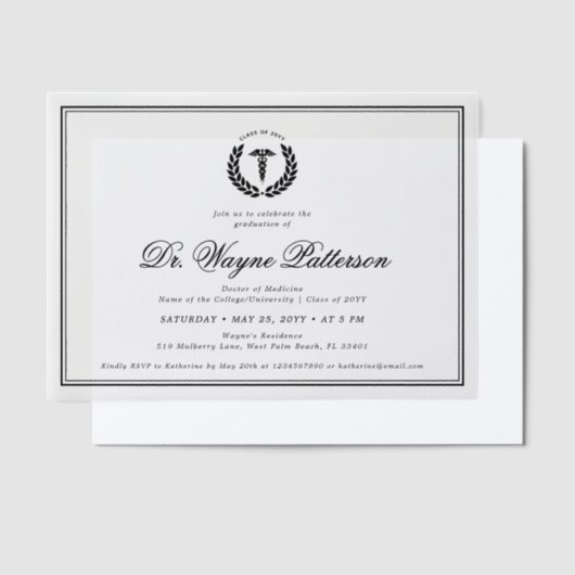 Eleganter und Minimalistischer Abschluss der Mediz Pergament Einladungen (Versetzt)