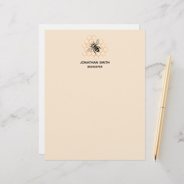 Eleganter und Minimalistischer Honigbier Briefbogen (Vorderseite/Rückseite Beispiel)