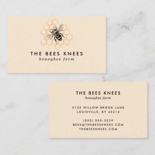 Eleganter und Minimalistischer Honigbier Visitenkarte (Vorne/Hinten)