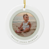 Eleganter und moderner Baby's First Christmas Keep Keramik Ornament (Vorne)