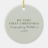 Eleganter und moderner Baby's First Christmas Keep Keramik Ornament (Hinten)