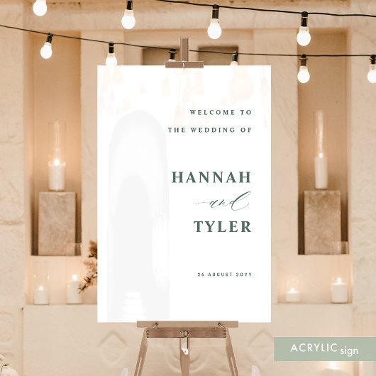 Eleganter und moderner Begrüßungsgrün Acrylschild