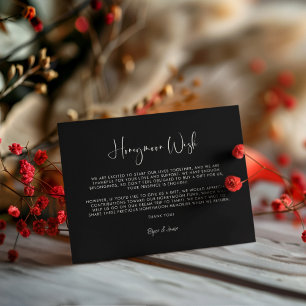 Eleganter und moderner Black Honeymoon Wunsch Begleitkarte