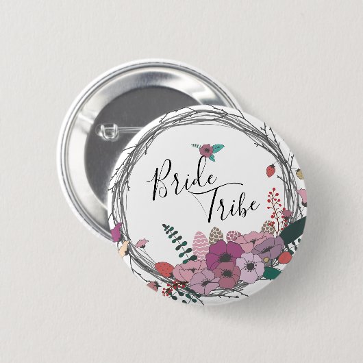 Eleganter und moderner Blume-Kranz-Stamm Button (Vorne & Hinten)