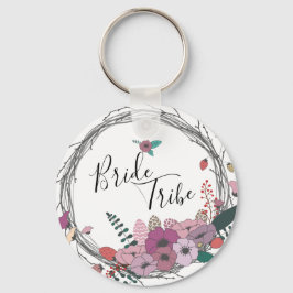 Eleganter und moderner Blume-Kranz-Stamm Schlüsselanhänger