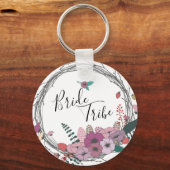 Eleganter und moderner Blume-Kranz-Stamm Schlüsselanhänger (Vorderseite)