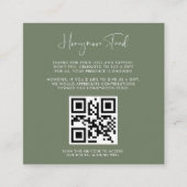Eleganter und moderner Dark sage Honeymoon Fund QR Begleitkarte (Vorderseite)