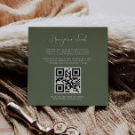 Eleganter und moderner Dark sage Honeymoon Fund QR Begleitkarte<br><div class="desc">Eine moderne Typografie und eine trendige, schlaue grüne Farbe für Ihre Hochzeitsstätte: Wählen Sie diese einfache und elegante Hochzeitssuite. Vollständig anpassbar: Sie können sowohl den Hintergrund als auch die Textfarbe beliebig ändern. Ersetzen Sie das Bild durch Ihren eigenen QR-Code, um Ihren Gästen den Zugang zu Ihrer digitalen Wunscheinrichtung zu ermöglichen....</div>