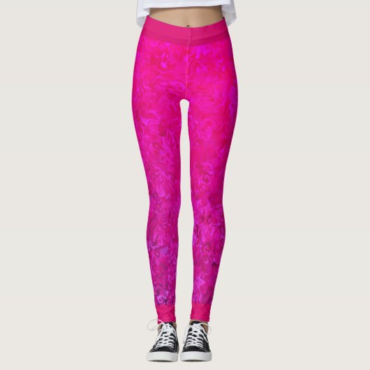 Eleganter und moderner Fuschia-rosa abstrakter Gra Leggings (Vorderseite)