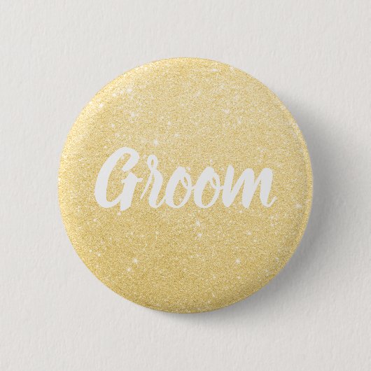 Eleganter und moderner Glitzer Bräutigam Hochzeit Button (Vorderseite)