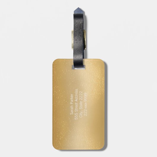 Eleganter und moderner goldfarbener Akryllischer G Gepäckanhänger (Rückseite vertikal)