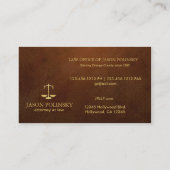 Eleganter und moderner lederner Rechtsanwalt Visitenkarte (Rückseite)