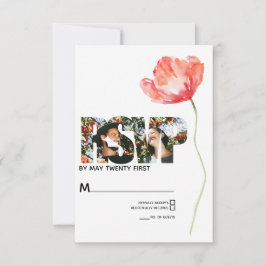 Eleganter und moderner Mohnroter Hochzeitstag RSVP Karte