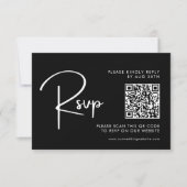 Eleganter und moderner QR-Code für Schwarz und Wei RSVP Karte (Vorderseite)