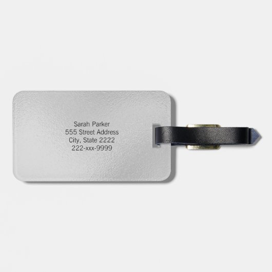 Eleganter und moderner silberfarbener Akryllischer Gepäckanhänger (Rückseite horizontal)