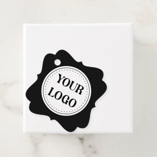 Eleganter und sanfter schwarzer QR-Code Geschenkanhänger (Beispiel)