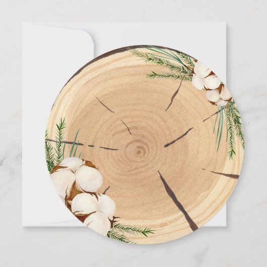 Eleganter und schicker rustikaler Hochzeitsholzsch Einladung (Rückseite)