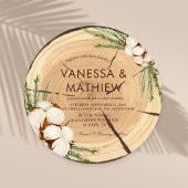 Eleganter und schicker rustikaler Hochzeitsholzsch Einladung