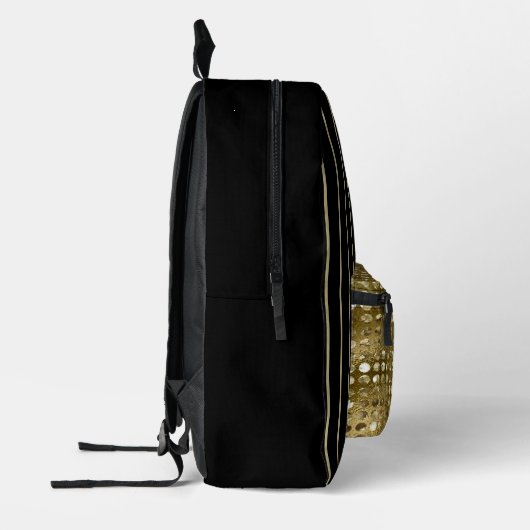 Eleganter und schicker Schwarz-Gold-Glitzer gestre Bedruckter Rucksack (Links)