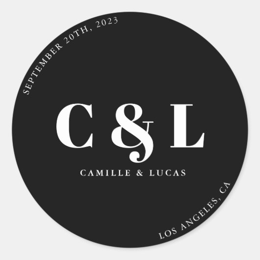 Eleganter und trendiger Hochzeitsklassiker Runder Aufkleber (Vorderseite)