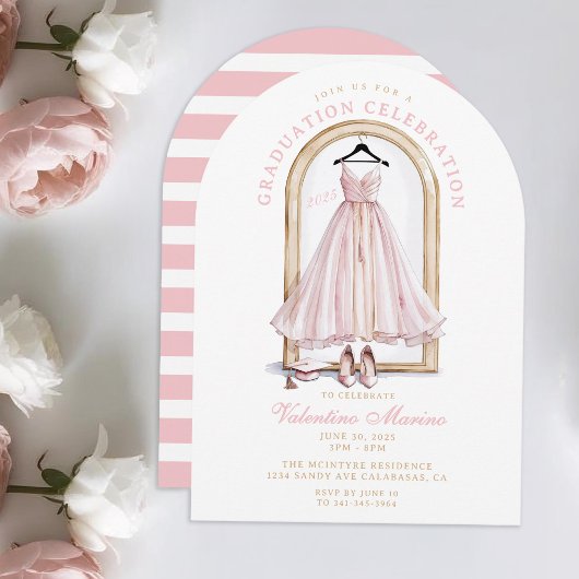 Eleganter und weißer rosafarbener Abschluss Einladung