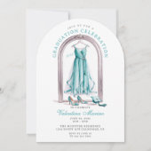 Eleganter und Whimsical Aquamarin Dress Abschluss Einladung (Vorderseite)