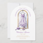 Eleganter und Whimsical Lila Dress Abschluss Einladung (Vorderseite)