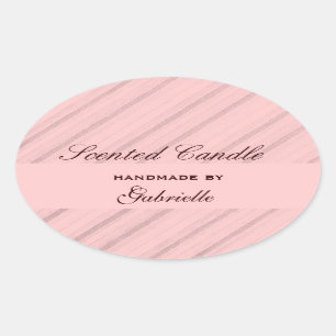 Eleganter und wimzical rosa Streifen Ovaler Aufkleber
