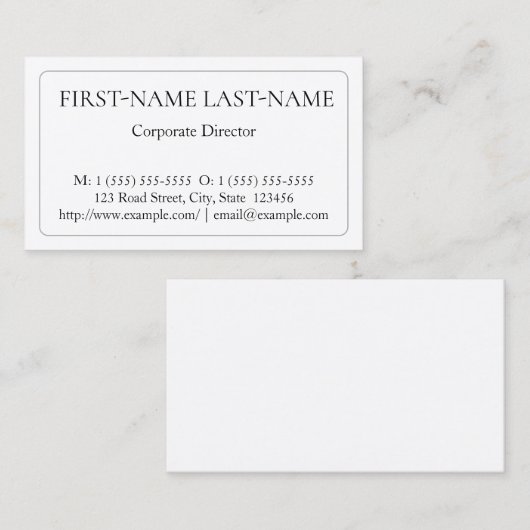 Eleganter Unternehmensdirektor Visitenkarte (Vorne/Hinten)