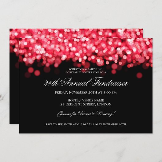 Eleganter Unternehmensgeldbeschaffer-rote Lichter Einladung (Vorne/Hinten)