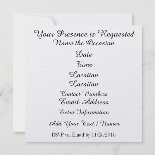 Eleganter Urlaub - Einladung zur Hochzeit (Rückseite)