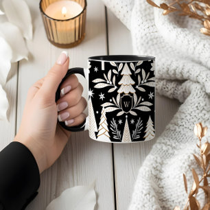 Eleganter Urlaub Evergreen Forest & Floral Monogra Tasse