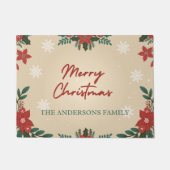 Eleganter Urlaub Frohe Weihnachten Rot Grün Weiß Fußmatte (Vorderseite)