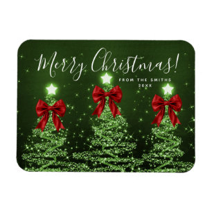 Eleganter Urlaub Grün  Weihnachtsbäume Rot  Magnet