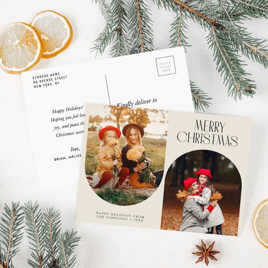 Eleganter Urlaub mit zwei Fotos Postkarte