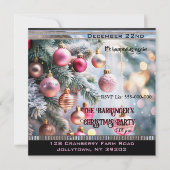 Eleganter Urlaub Rosa Schönes Weihnachtsfest Party Einladung (Vorderseite)