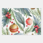 Eleganter Urlaub Wasserfarben Weihnachten Geschenkpapier Set (Vorderseite 2)