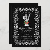 Eleganter Urlaub Weihnachts-Abendessen Einladung (Vorne/Hinten)