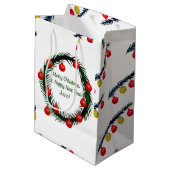 Eleganter Urlaub, Weihnachtskranz Mittlere Geschenktüte (Rückseite Schrägansicht)