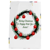 Eleganter Urlaub, Weihnachtskranz Mittlere Geschenktüte (Rückseite)