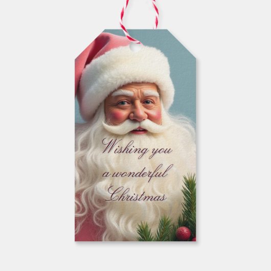 Eleganter Urlaub Weihnachtsmann Geschenkanhänger (Rückseite)