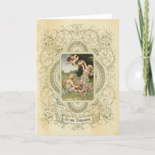 Eleganter Valentinstag Cherub Vintage Engel Verzie Karte