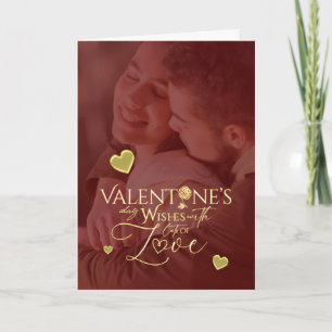 Eleganter Valentinstag Rot und Gold Kalligrafie Karte