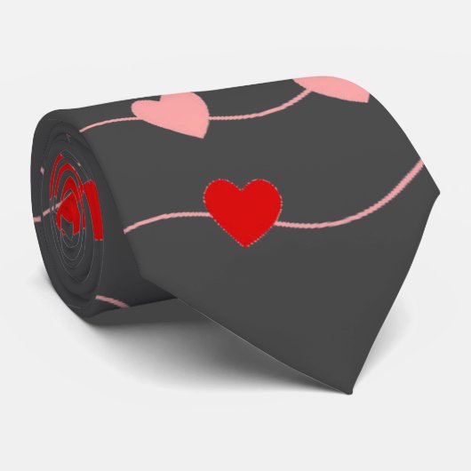 Eleganter Valentinstag String of Hearts Mens Krawatte (Gerollt)