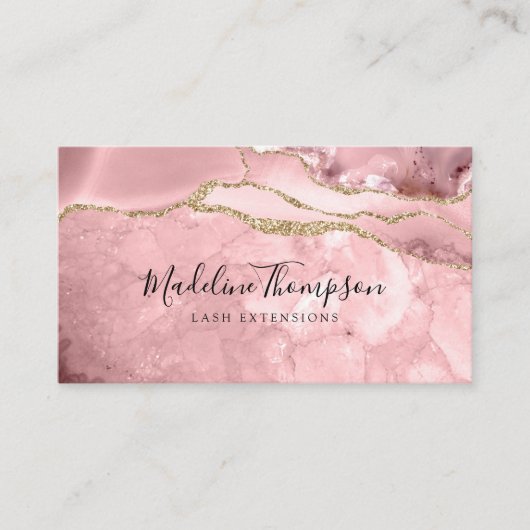 Eleganter Velvet Blush Pink Marmor Agate Geode Visitenkarte (Vorderseite)