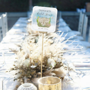 Eleganter Veranstaltungsort Springbrunnen Tauben B Quadratischer Aufkleber