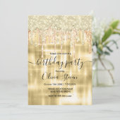Eleganter, vergoldeter Glitzer jedes Alters Monogr Einladung (Stehend Vorderseite)
