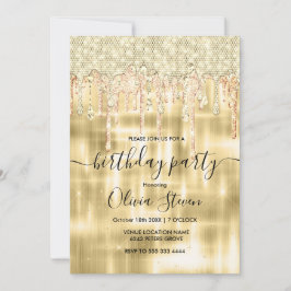 Eleganter, vergoldeter Glitzer jedes Alters Monogr Einladung