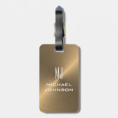 Eleganter, vergoldeter metallischer Mit Monogramm Gepäckanhänger (Rückseite vertikal)